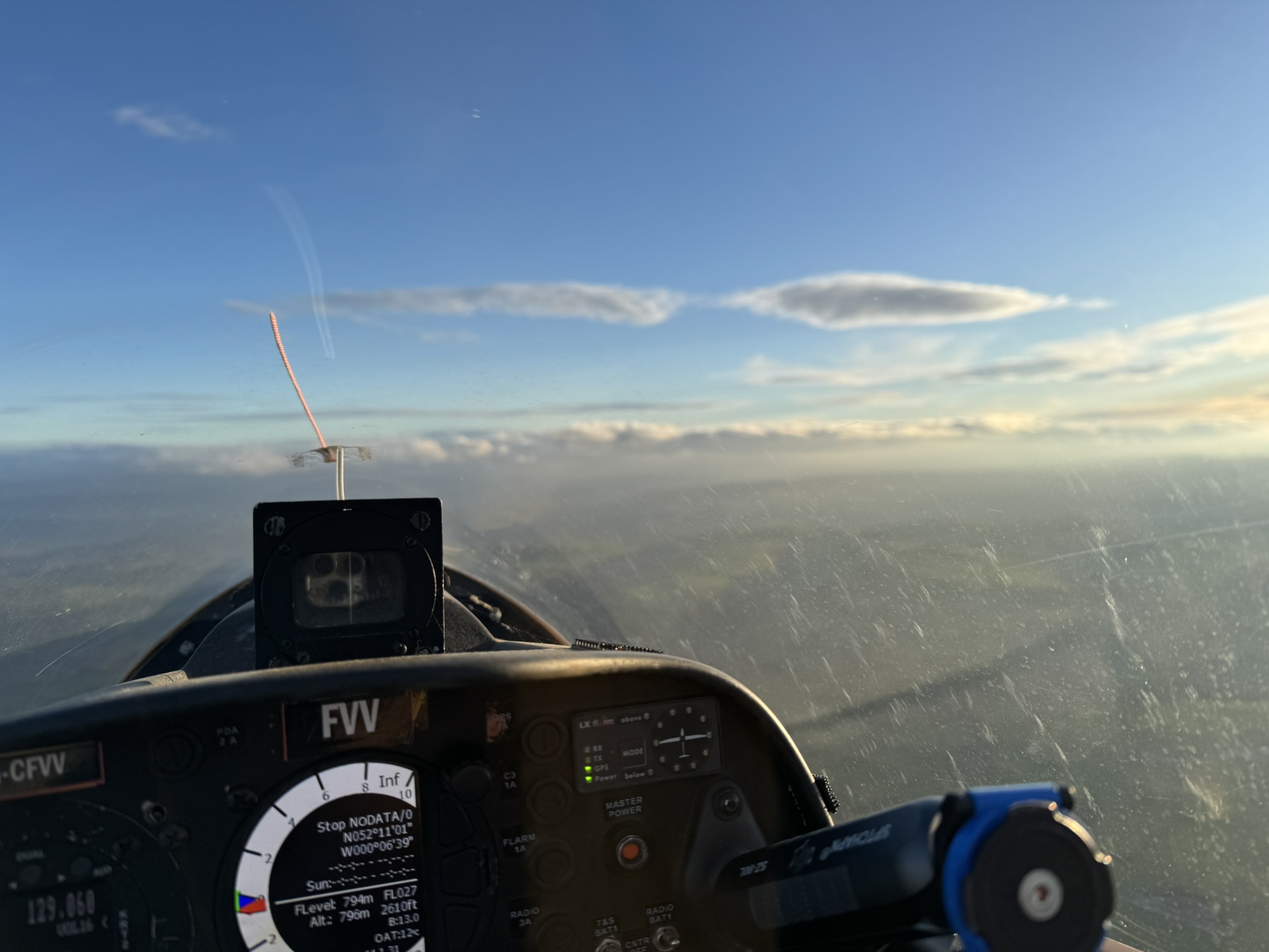 View of some lenticular clouds from our Pegase glider